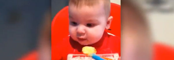 Baby Cason hates his homemade baby food 