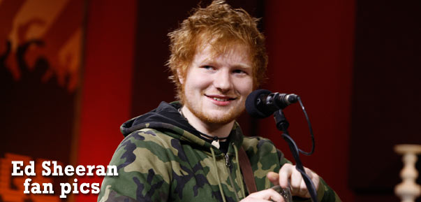 Ed Sheeran takes pics with fans after in-studio performance 