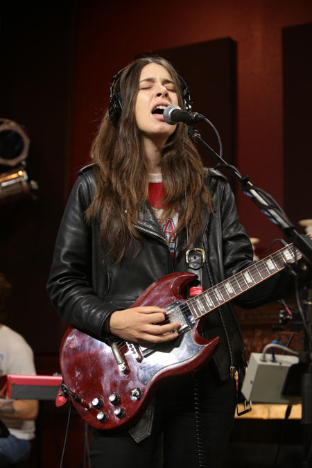 Danielle Haim performing in studio