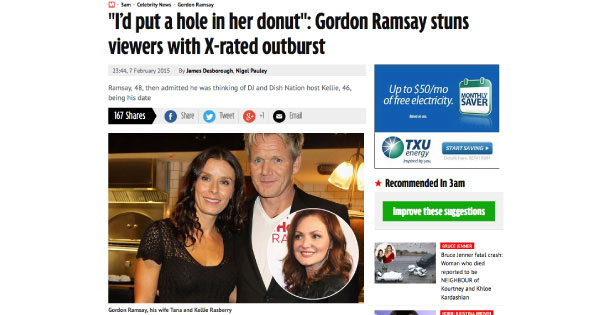 Kellie is in a British tabloid with Gordon Ramsay 