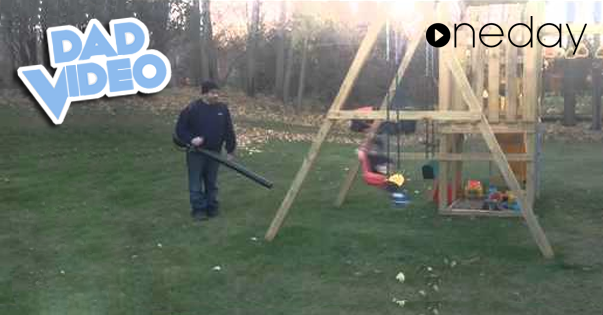 Dads Will Be Dads: Man pushes boy’s swing with leaf blower 