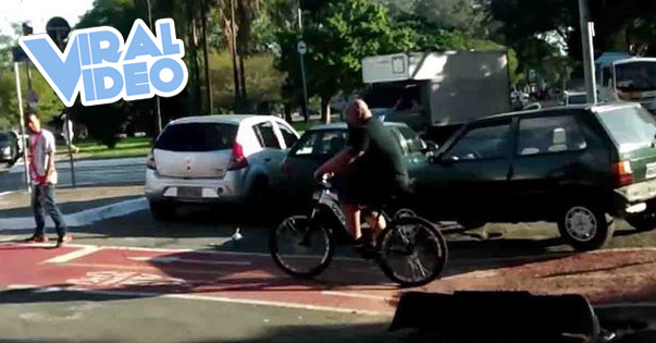 Viral Video: Man lifts car out of bicycle path