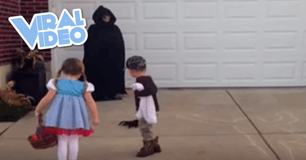 Viral Video: Scared Trick or Treater Peaces Out
