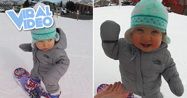 Viral Video: Snowboarding 1-year-old Hits the Slopes