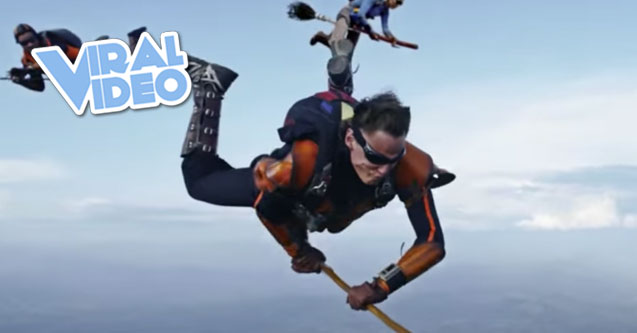 Viral Video: Skydiving Harry Potter fans play Quidditch