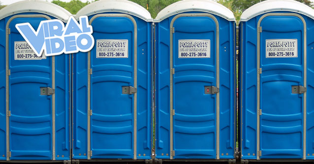 Viral Video: Helicopter takes out porta-potties
