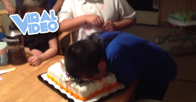Viral Video: Boy fails to smash his face into cake