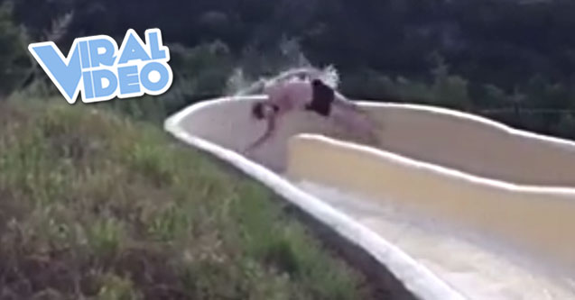 Viral Video: Man falls off waterslide