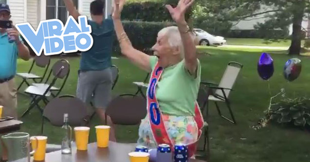 Viral Video: Grandma Plays Beer Pong at Her 100th Birthday