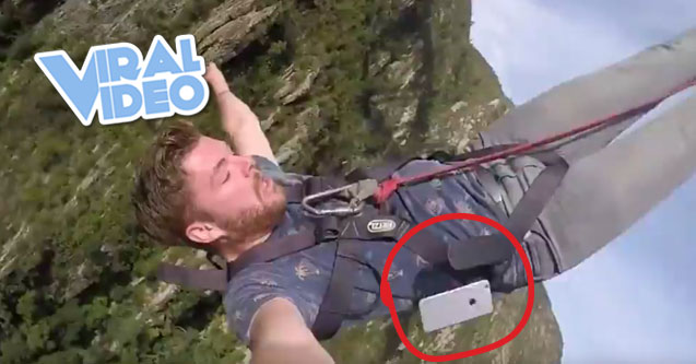 Viral Video: Bungee jumper notices his phone just fell out