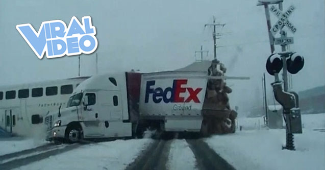 Viral Video: FedEx Truck Hit by Train