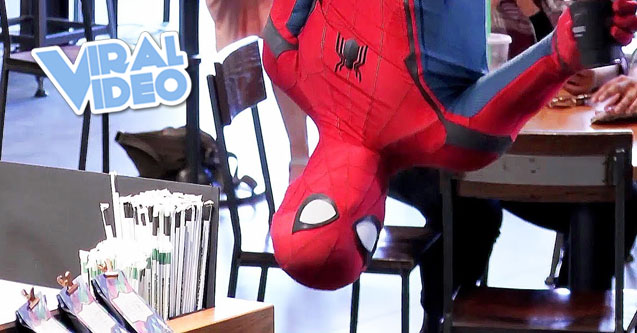 Viral Video: Spider-Man Grabs Coffee