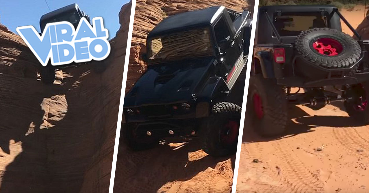 Viral Video: Jeep Drives Down Vertical Chute