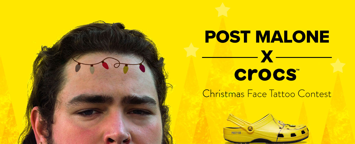 POST MALONE X CROCS  Christmas Face Tattoo Contest