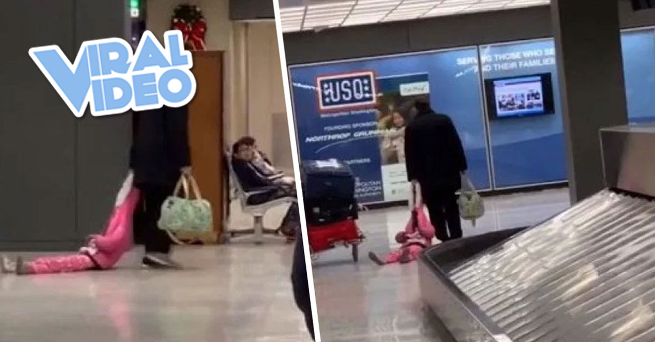 Viral Video: Dad Drags Daughter Through Airport