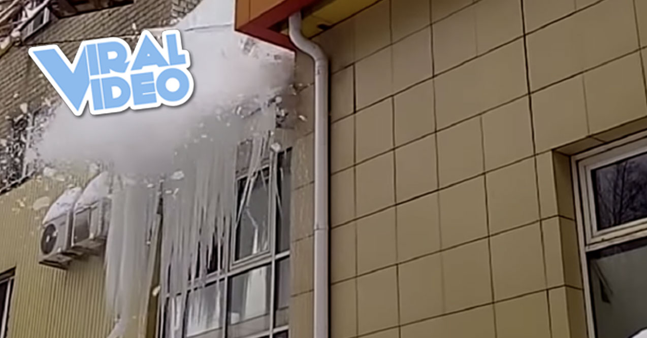 Viral Video: Massive Icicle Removal Gone Wrong