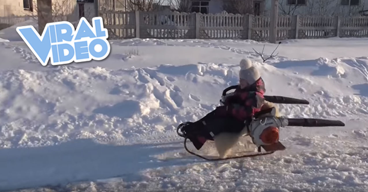 Viral Video: Leaf Blower Powered Turbo Snow Sled