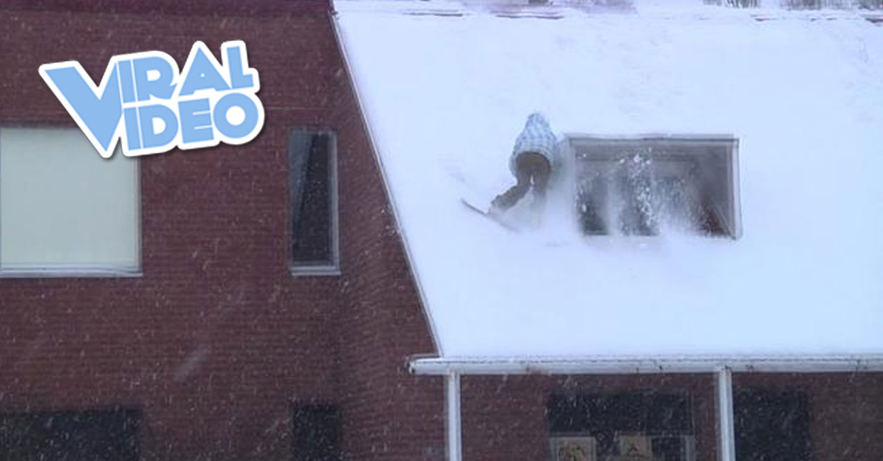 Viral Video: Snowboarding Off of a Roof Fail