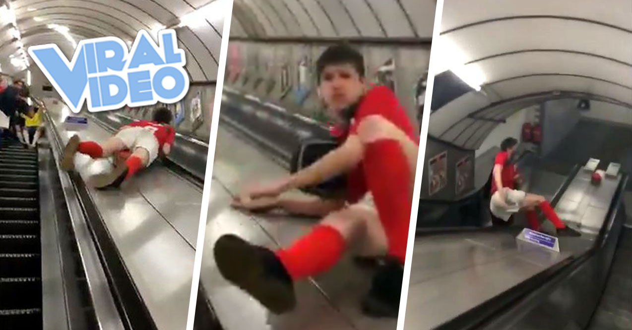 Viral Video: Guy Sliding Down The Middle Of An Escalator