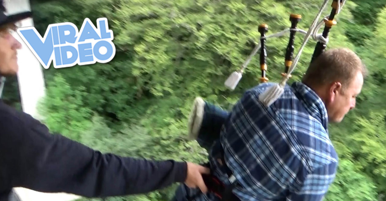 Viral Video: Extreme Bagpipe Bungee Jump