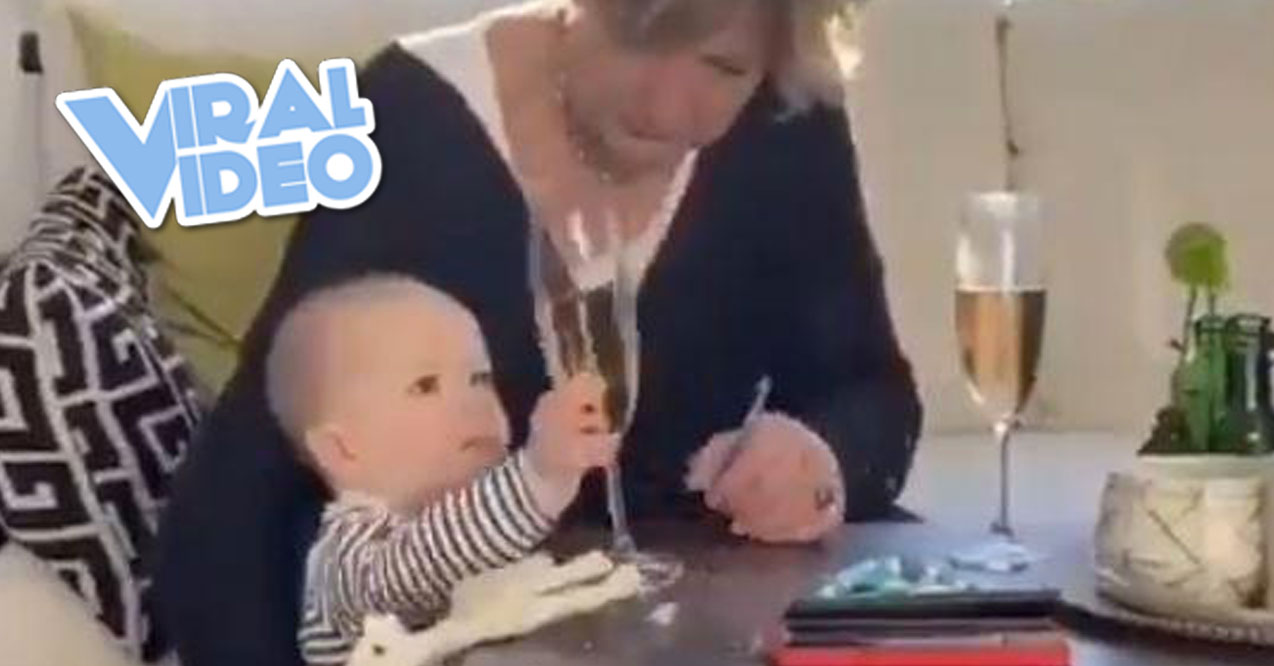 Viral Video: A Grandma Saves the Champagne but Lets the Baby Fall