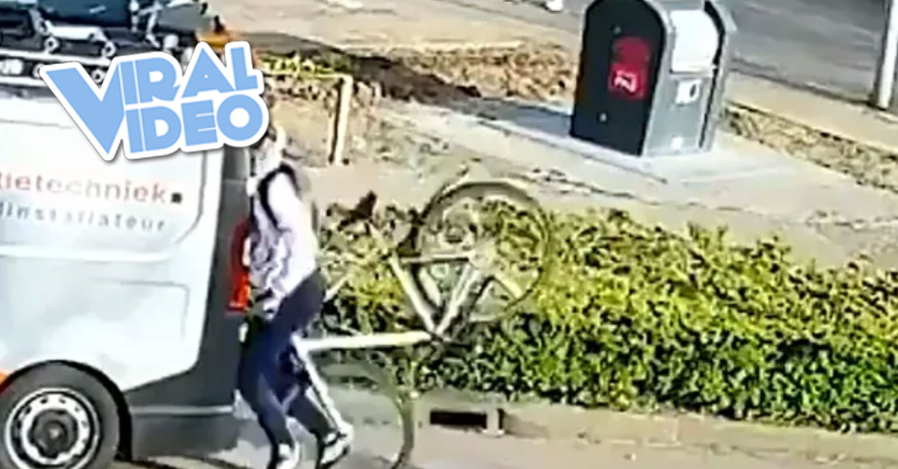 Viral Video: A Texting Cyclist Plows Into a Parked Van