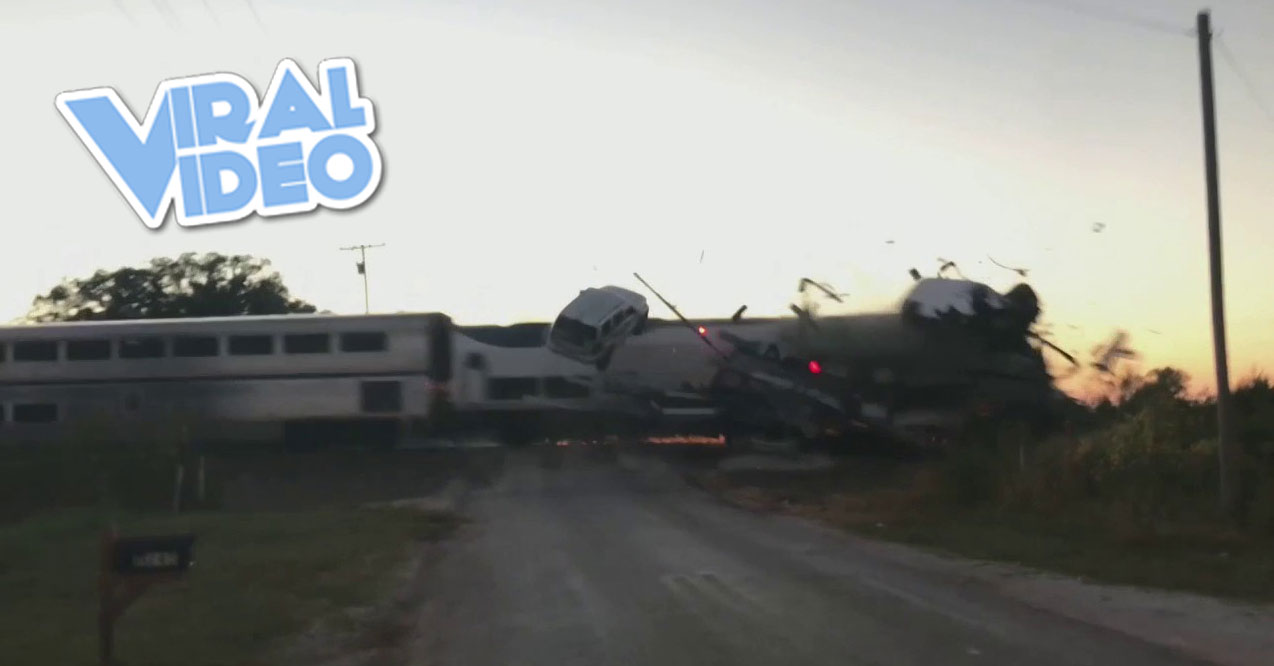 Viral Video: Train Plows Through a Semi